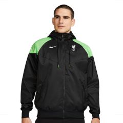 LIVERPOOL FC SPORT ESSENTIALS WINDRUNNER MEN'S NIKE HOODED FOOTBALL JACKET BLACK